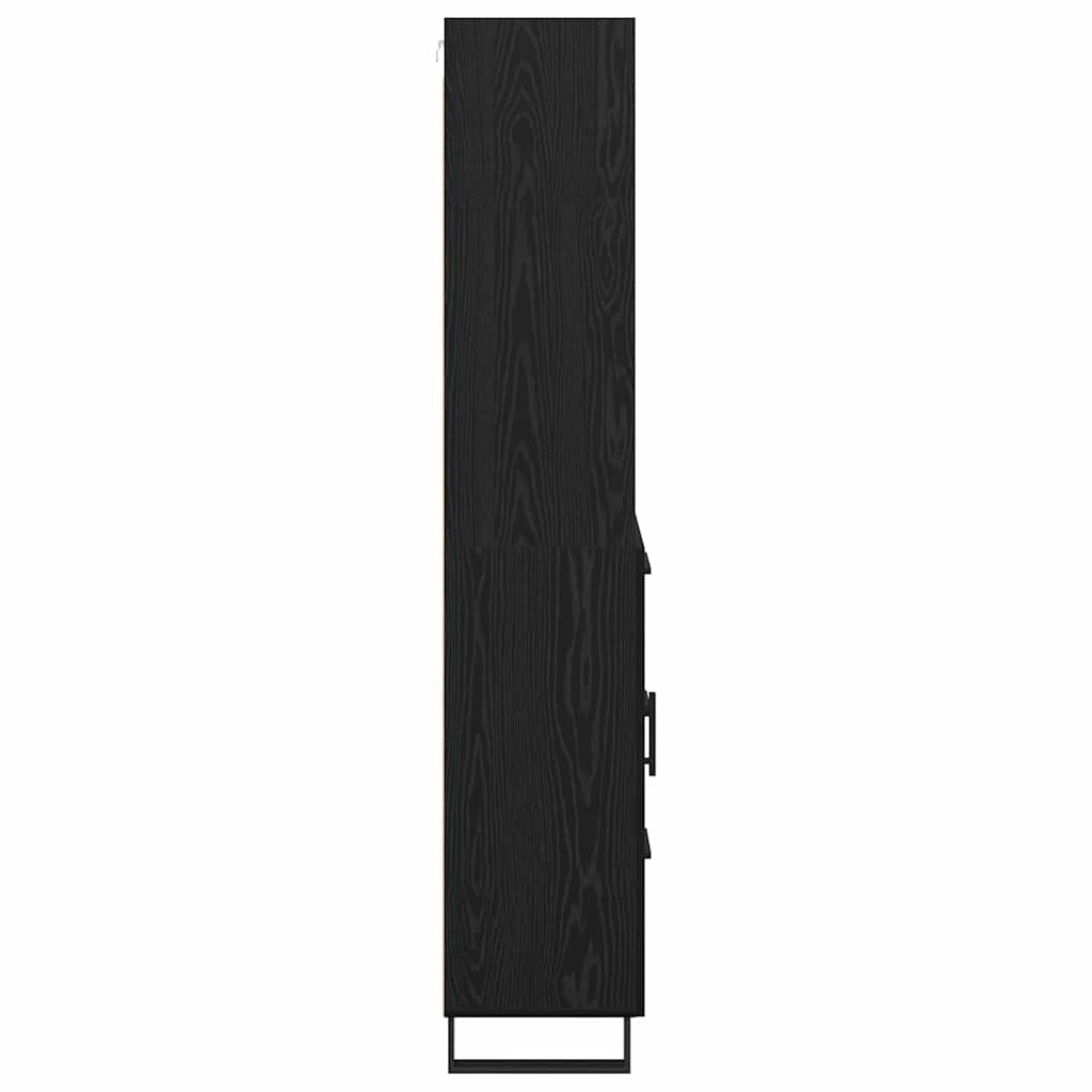 Highboard with Drawer 2 pcs Black Oak Engineered Wood