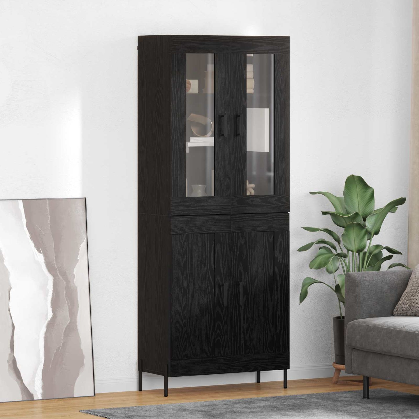 Highboard Black Oak 69.5 x 34 x 180 cm Engineered Wood