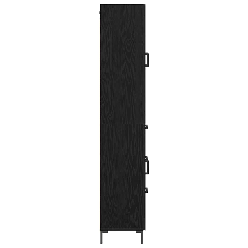 Highboard with Drawer 2 pcs Black Oak Engineered Wood
