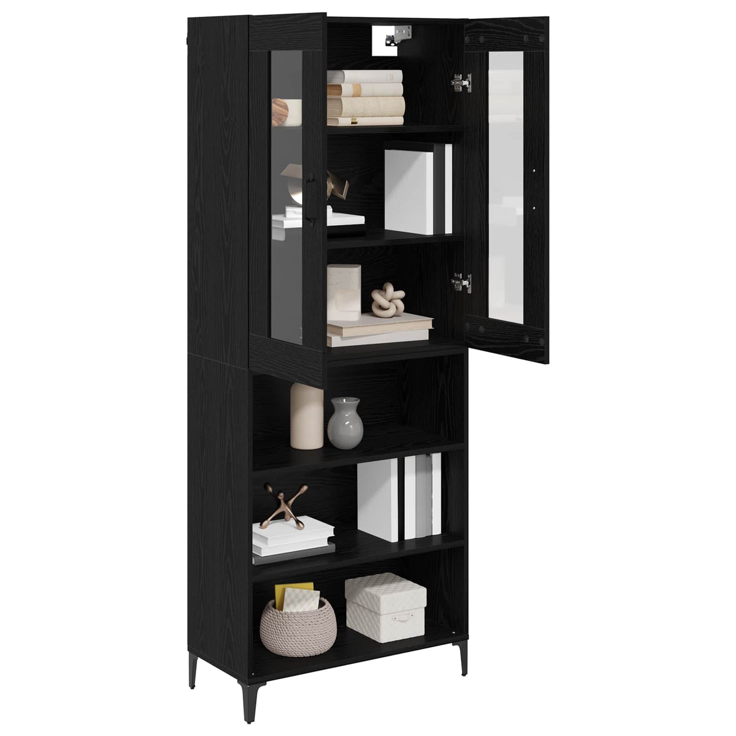 Highboard Black Oak 69.5 x 34 x 180 cm Engineered Wood