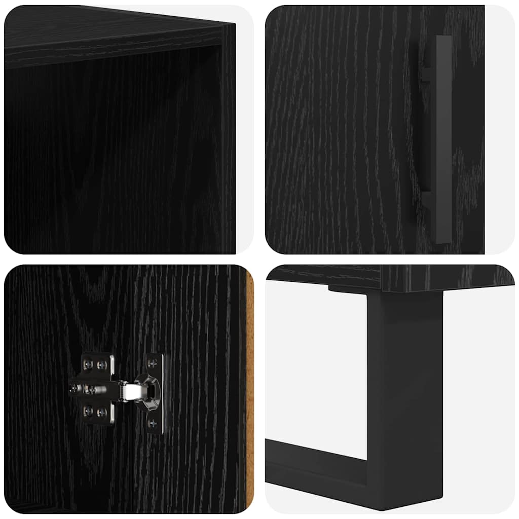 Highboard with Drawer 2 pcs Black Oak Engineered Wood