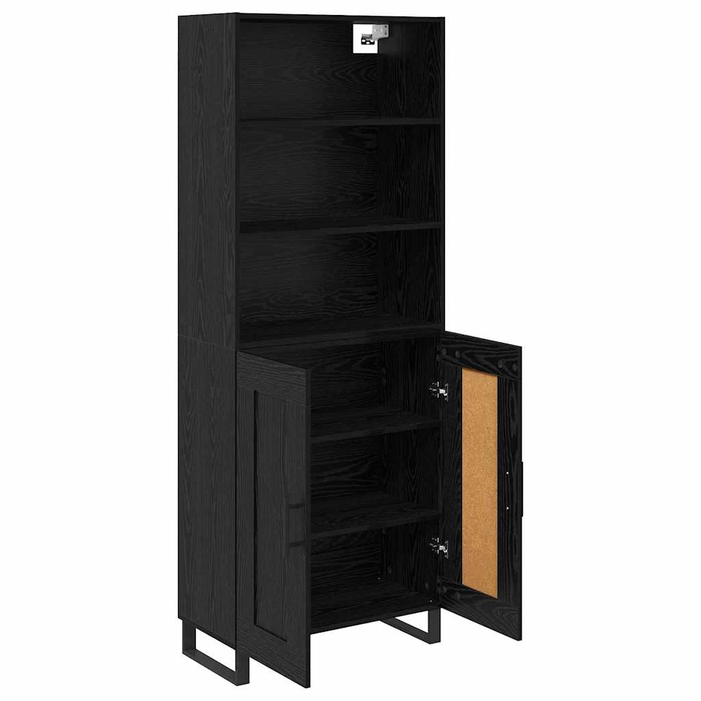 Highboard with Drawer 2 pcs Black Oak Engineered Wood