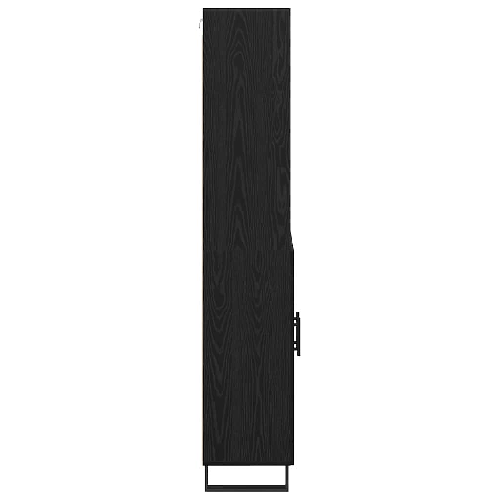 Highboard with Drawer 2 pcs Black Oak Engineered Wood