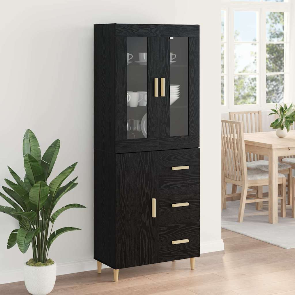 Highboard Black Oak 34.5 x 34 x 180 cm Engineered Wood
