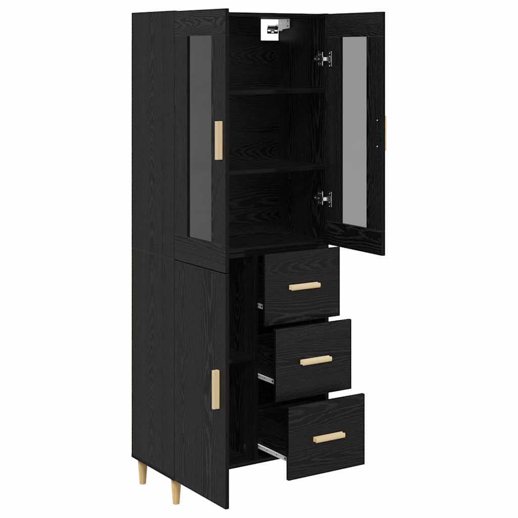 Highboard Black Oak 34.5 x 34 x 180 cm Engineered Wood