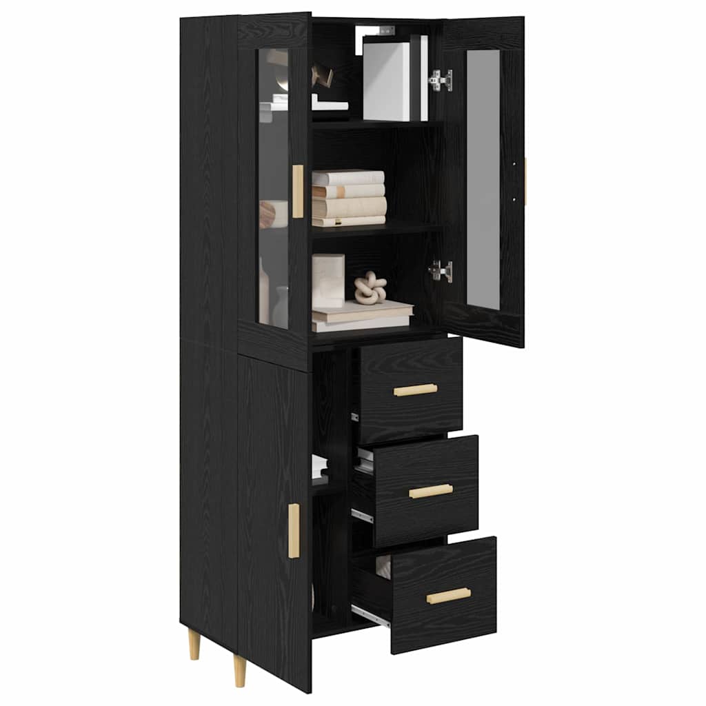 Highboard Black Oak 34.5 x 34 x 180 cm Engineered Wood