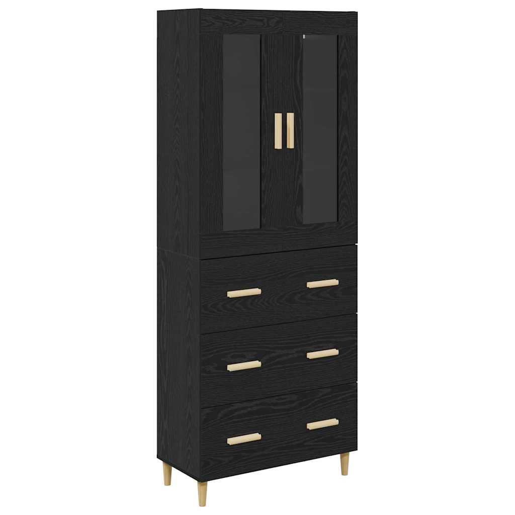 Highboard with Drawer Black Oak 69.5 x 34 x 180 cm