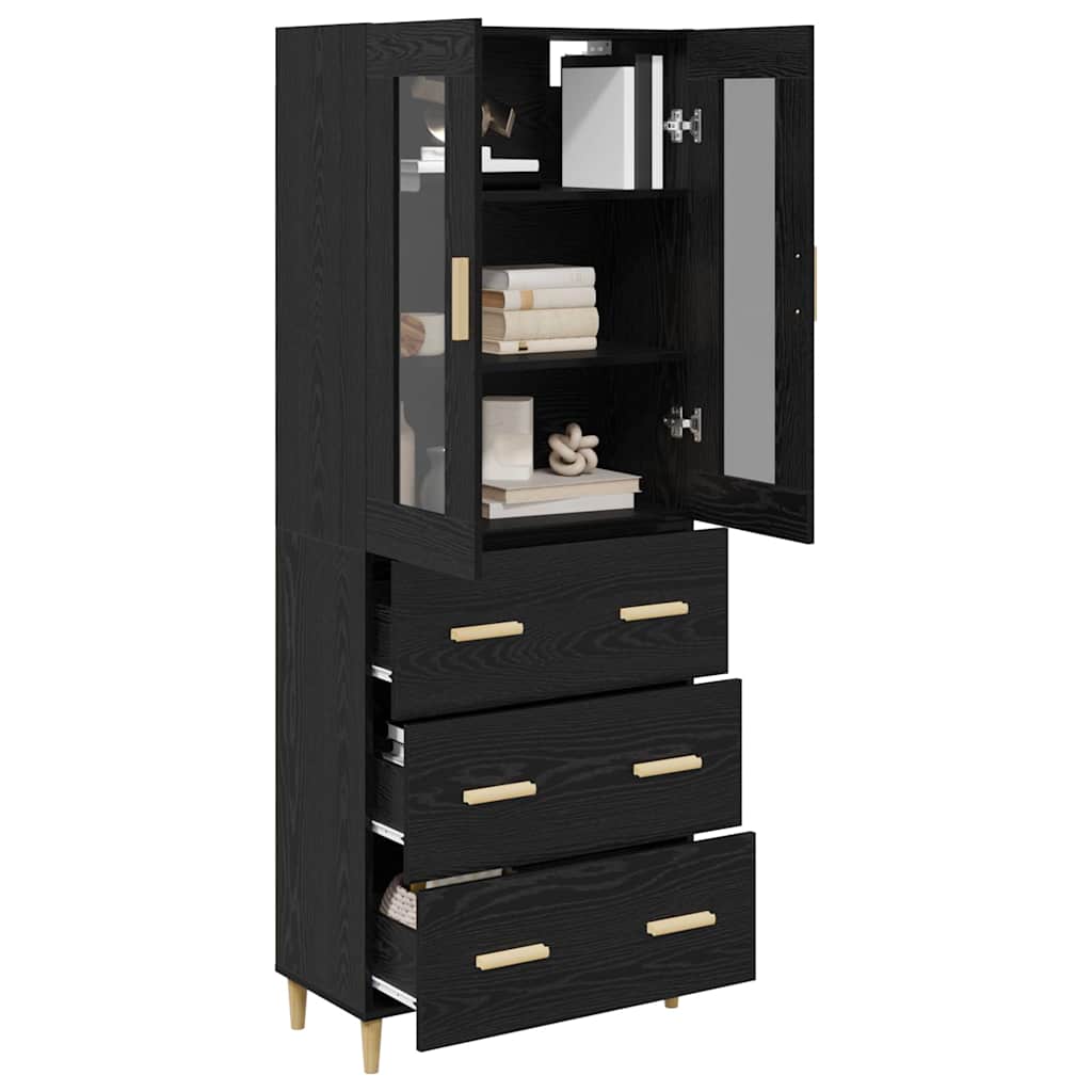 Highboard with Drawer Black Oak 69.5 x 34 x 180 cm
