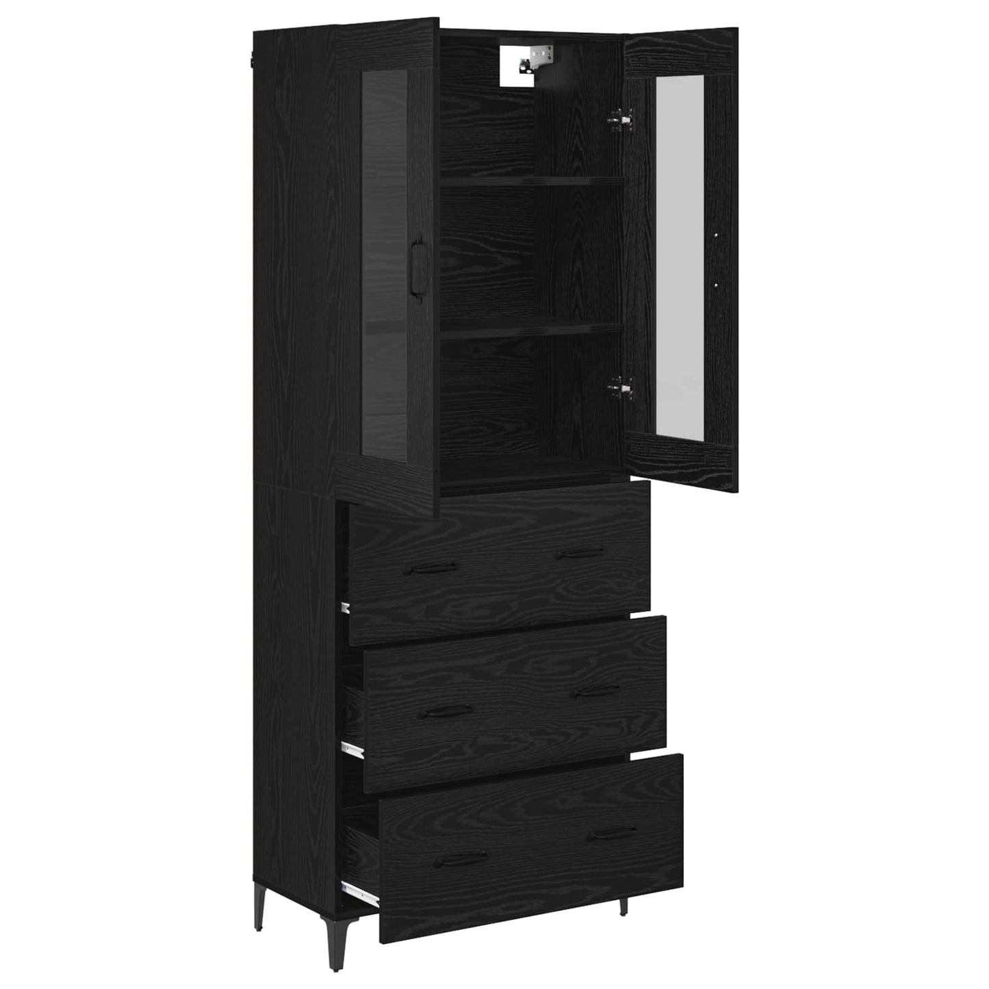 Highboard Black Oak 69.5 x 34 x 180 cm Engineered Wood