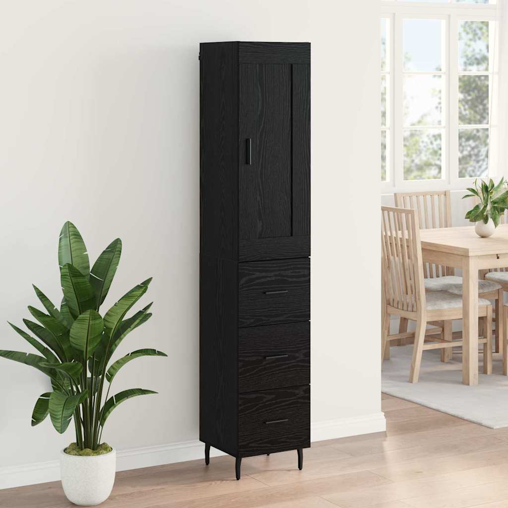 Highboard Black Oak 34.5 x 34 x 180 cm Engineered Wood