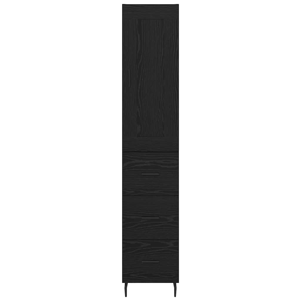 Highboard Black Oak 34.5 x 34 x 180 cm Engineered Wood