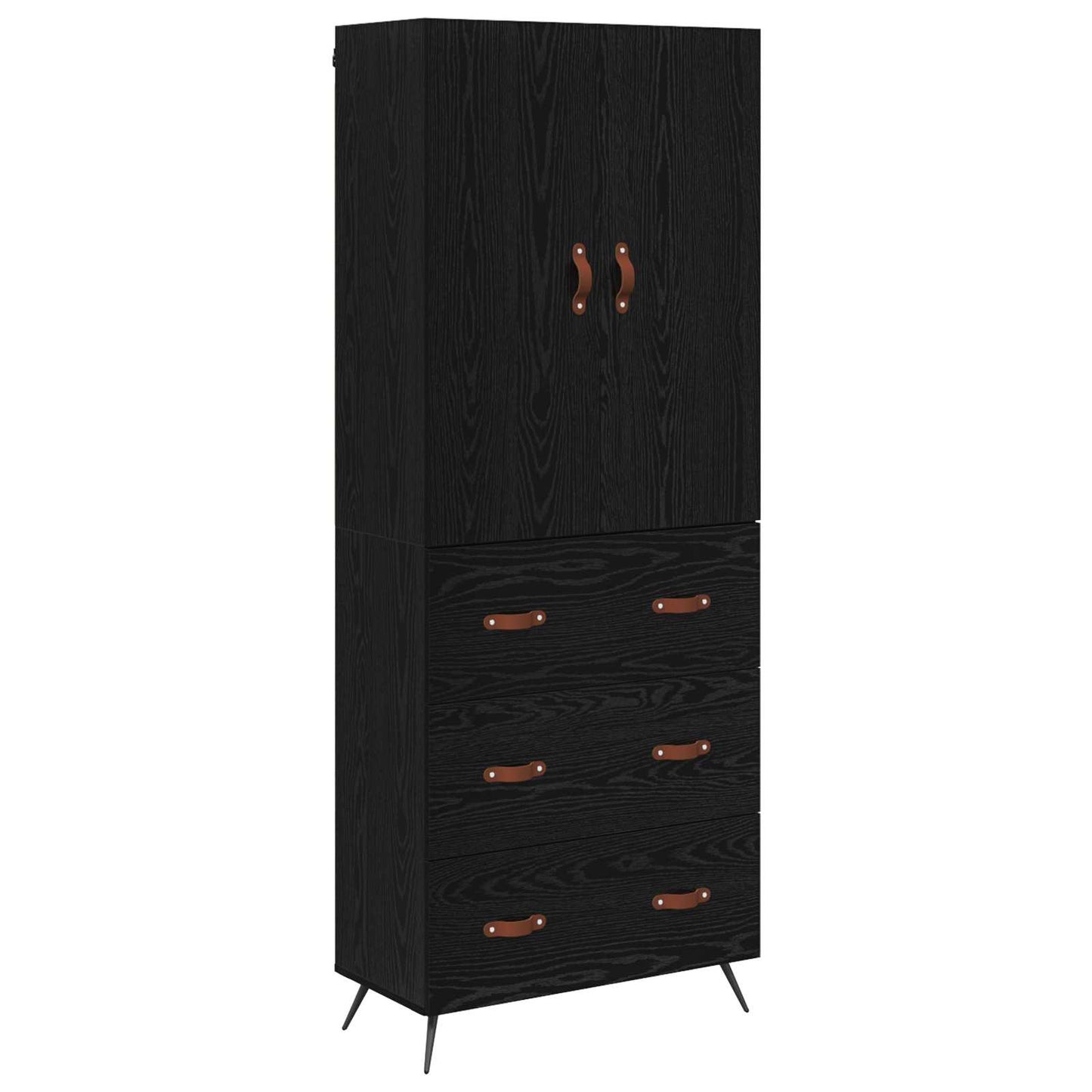 Highboard Black Oak 69.5 x 34 x 180 cm Engineered Wood