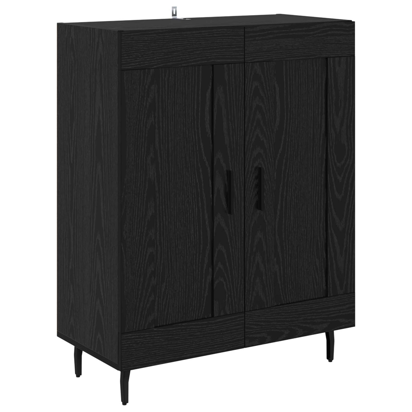 Highboard 2 pcs Black Oak Engineered Wood