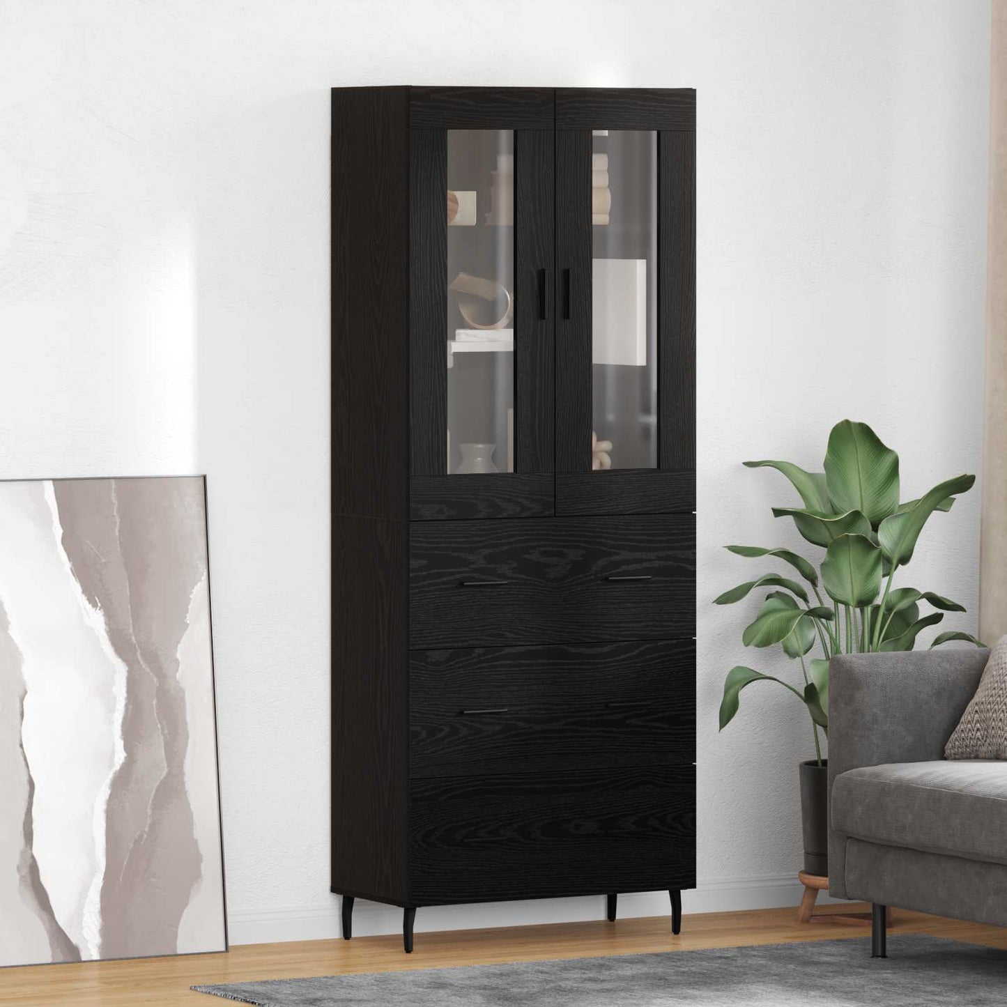 Highboard 2 pcs Black Oak 69.5 x 34 x 180 cm Engineered Wood