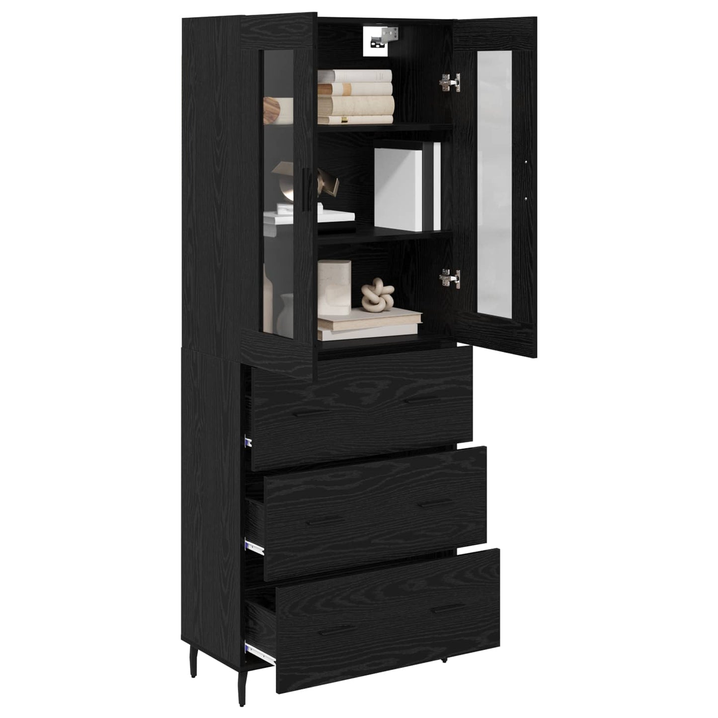 Highboard 2 pcs Black Oak 69.5 x 34 x 180 cm Engineered Wood