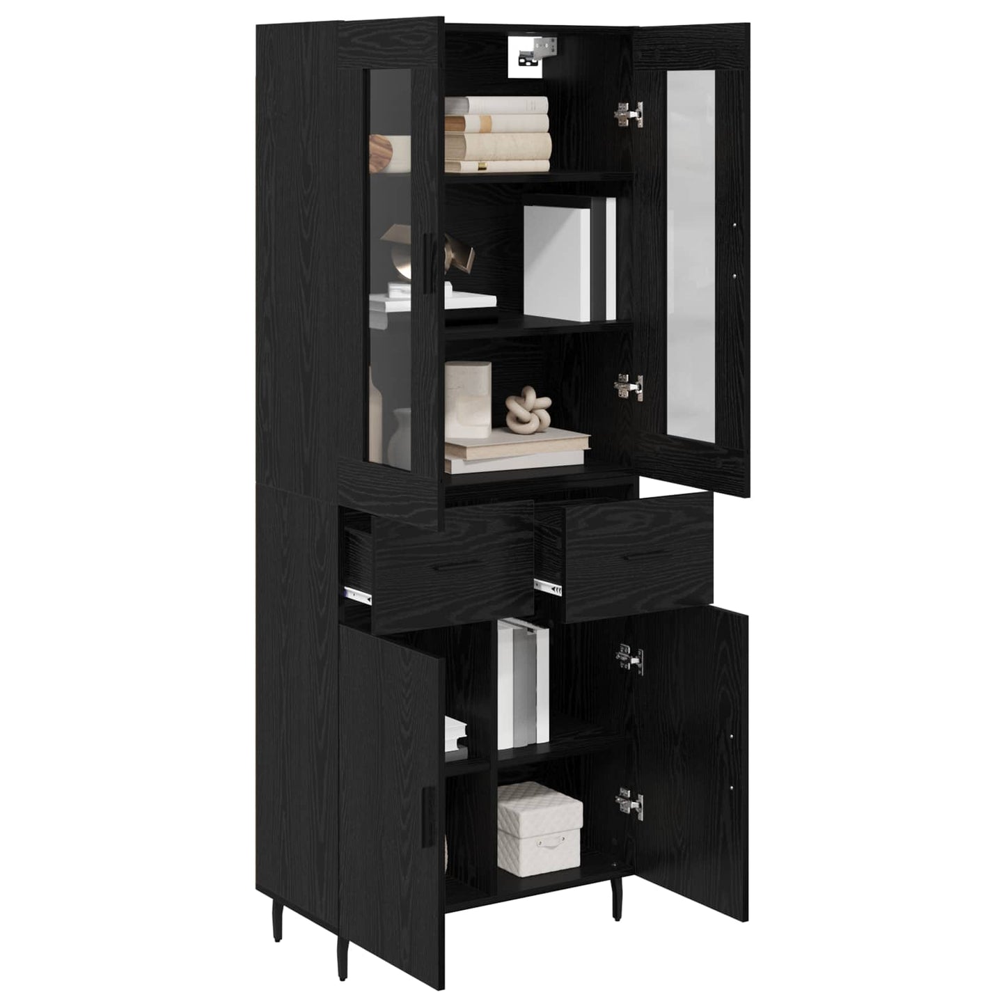 Highboard 2 pcs Black Oak 69.5 x 34 x 180 cm Engineered Wood