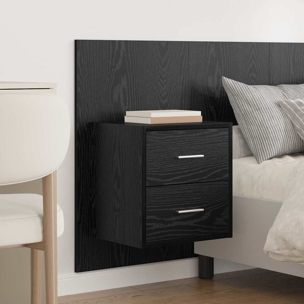 Headboard with Cabinet 3 pcs Black Oak Engineered Wood