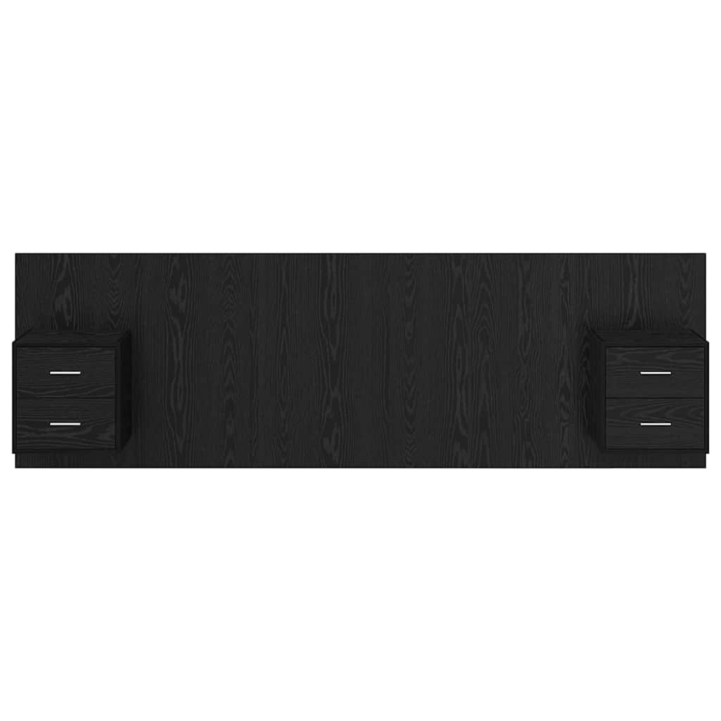 Headboard with Cabinet 3 pcs Black Oak Engineered Wood