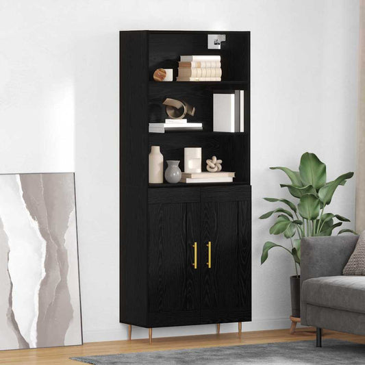 Highboard Black Oak 69.5 x 34 x 180 cm Engineered Wood
