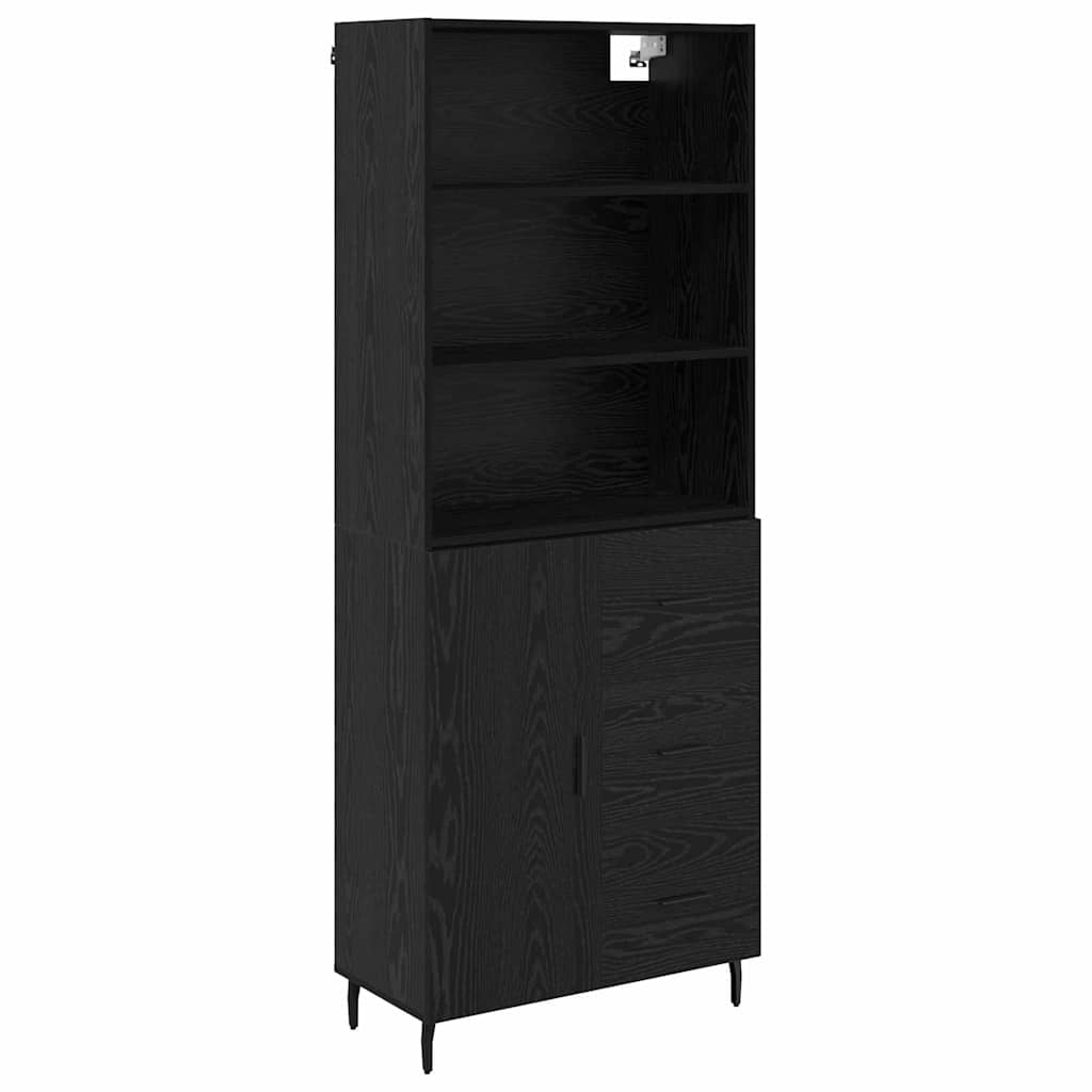 Highboard with Drawer Black Oak 69.5 x 34 x 180 cm