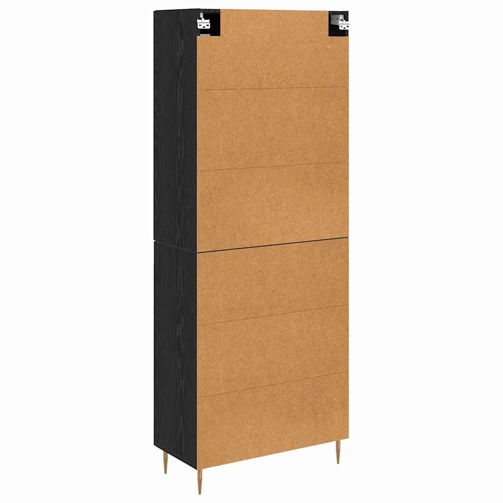 Highboard 2 pcs Black Oak Engineered Wood