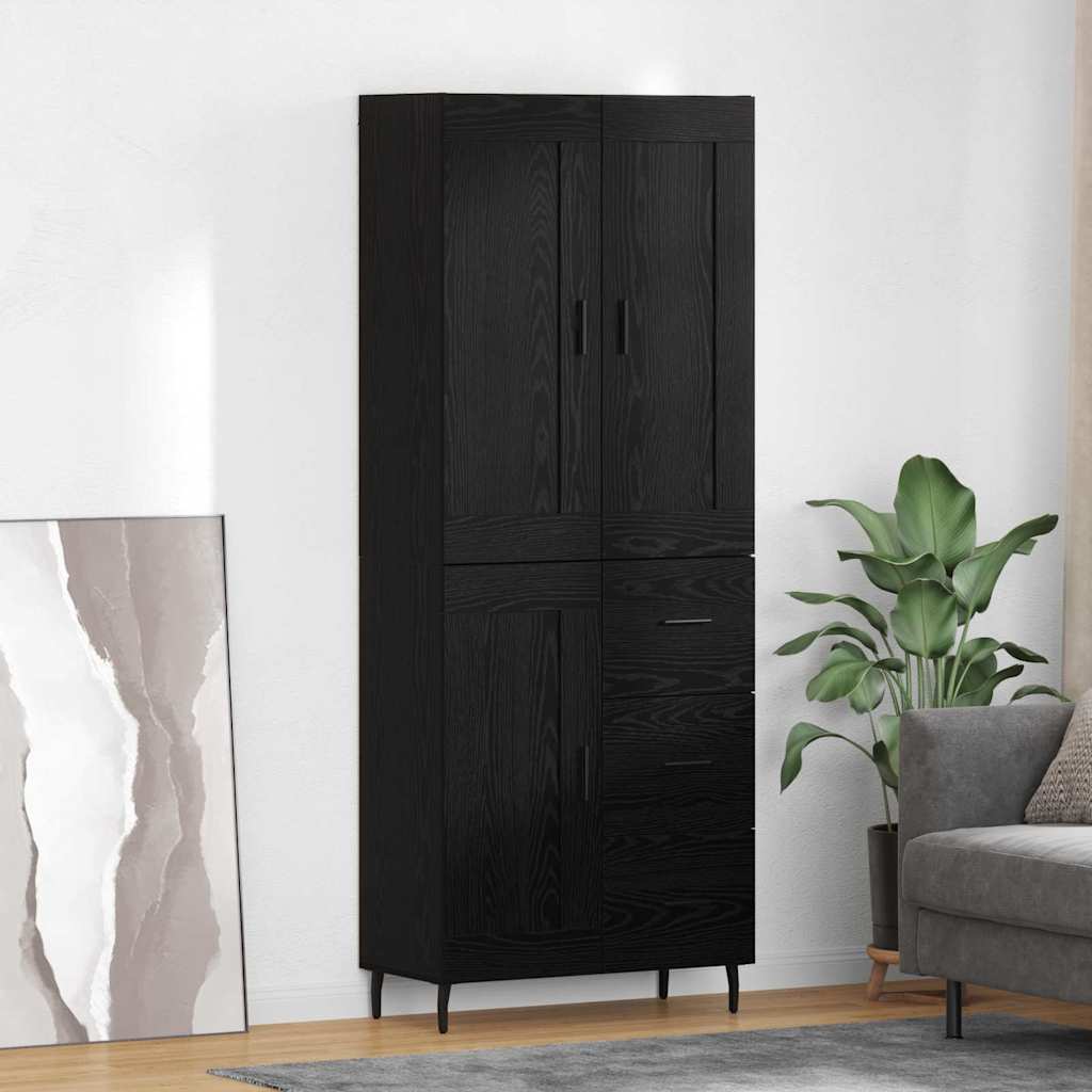 Highboard 2 pcs Black Oak 69.5 x 34 x 180 cm Engineered Wood
