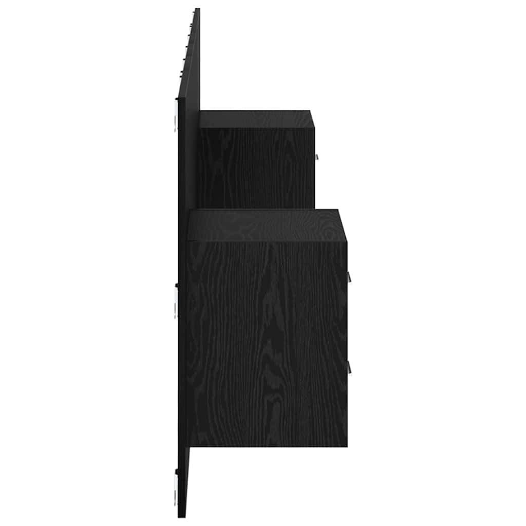 Headboard with Cabinet 3 pcs Black Oak Engineered Wood