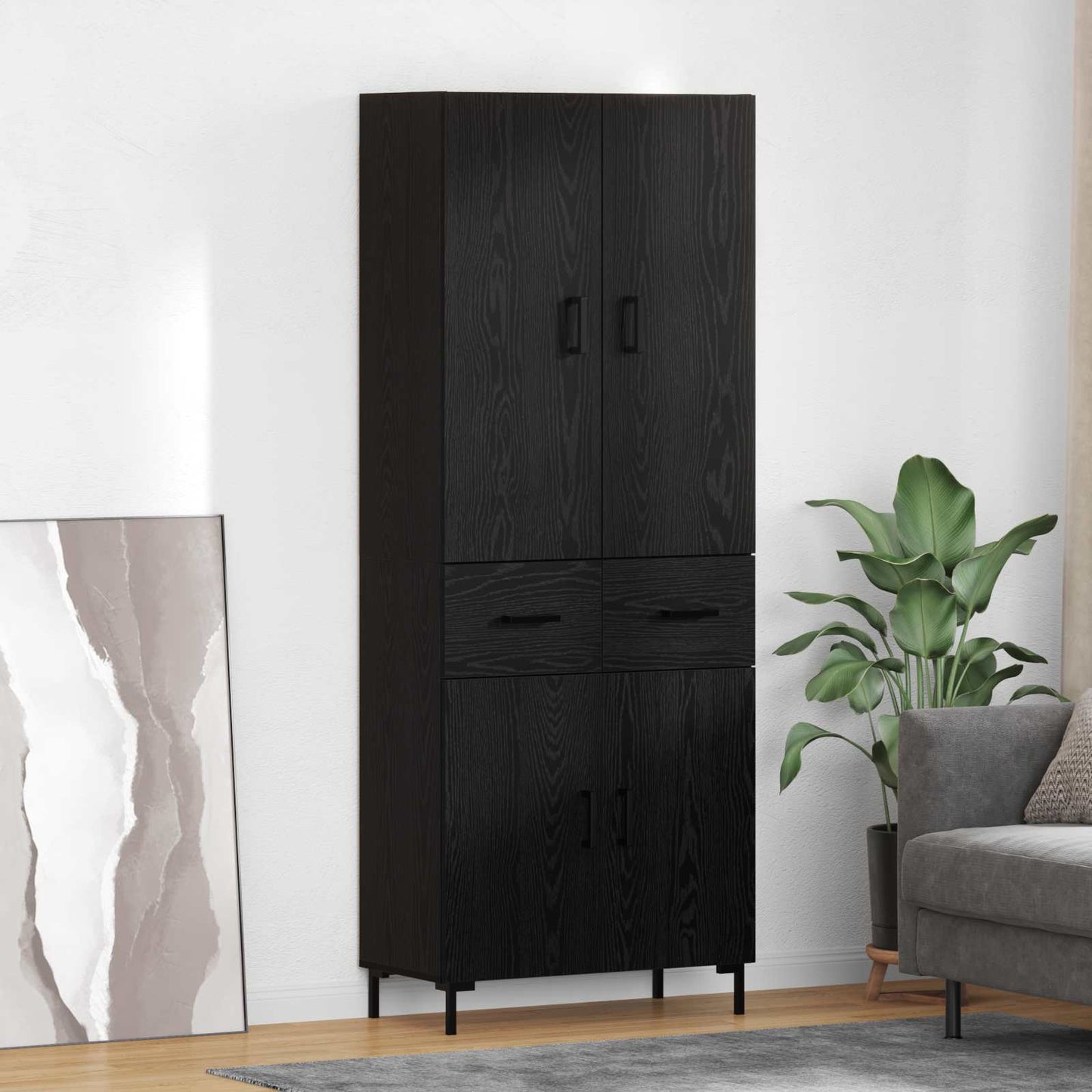 Highboard Black Oak 69.5 x 34 x 180 cm Engineered Wood