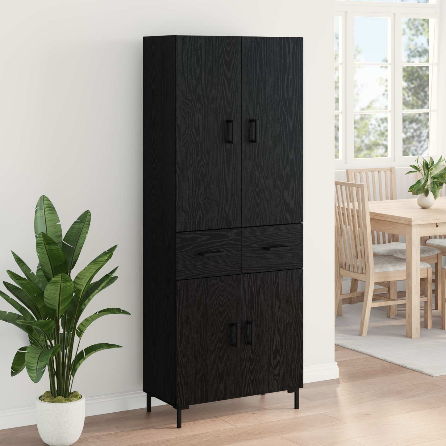 Highboard Black Oak 69.5 x 34 x 180 cm Engineered Wood