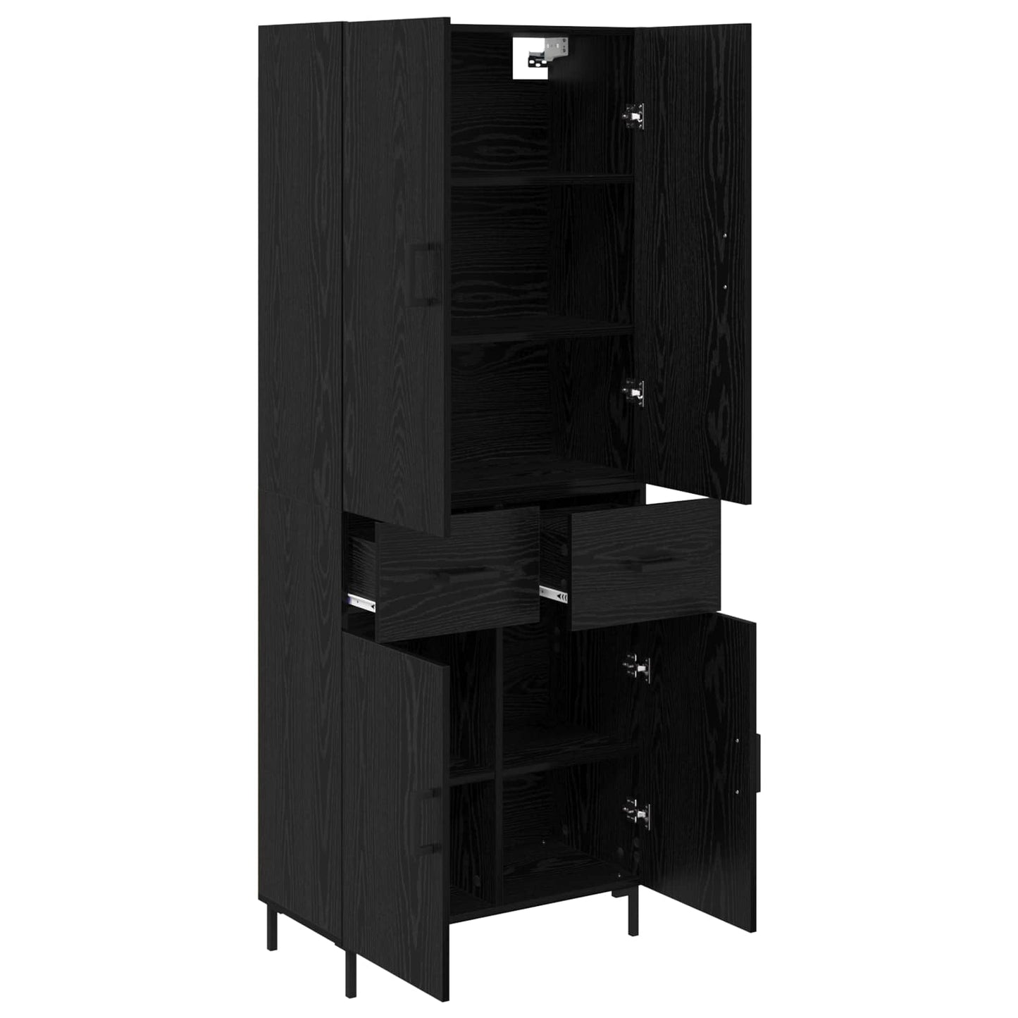 Highboard Black Oak 69.5 x 34 x 180 cm Engineered Wood