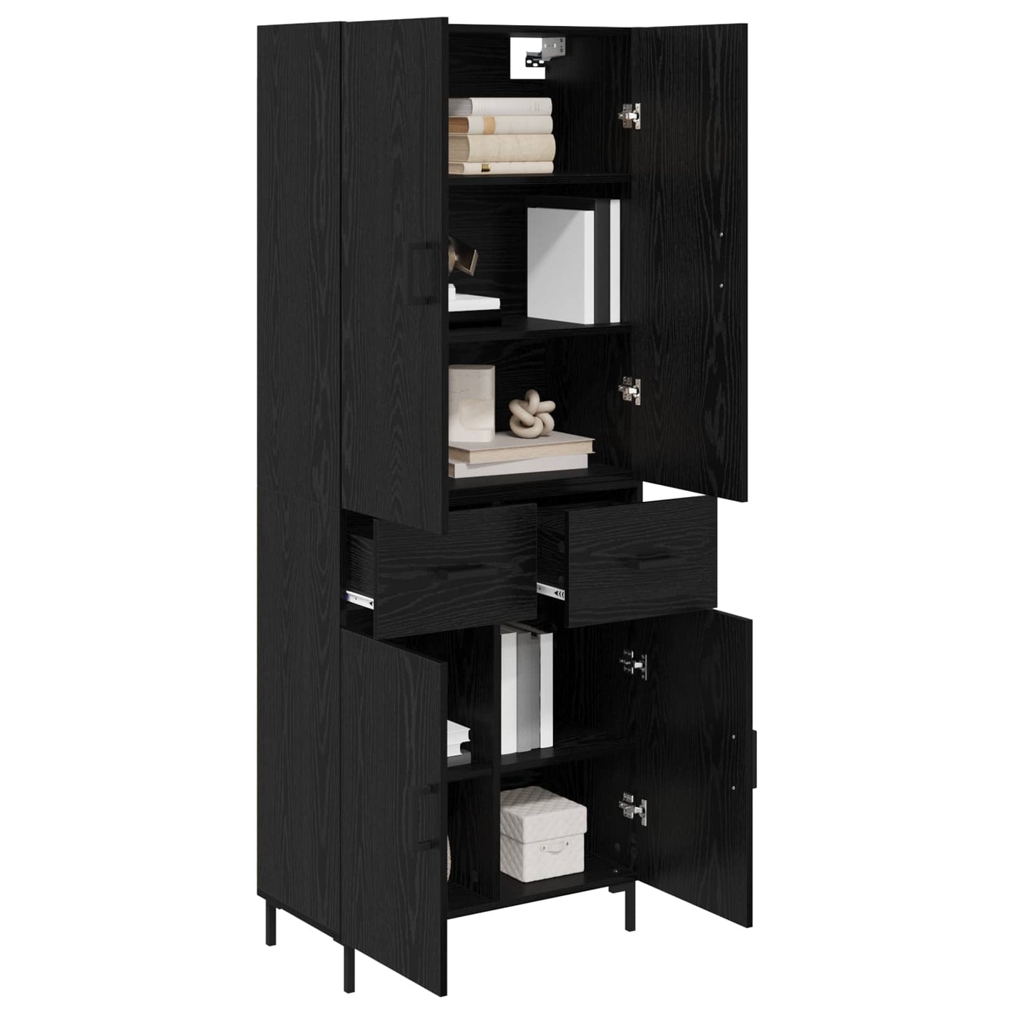 Highboard Black Oak 69.5 x 34 x 180 cm Engineered Wood
