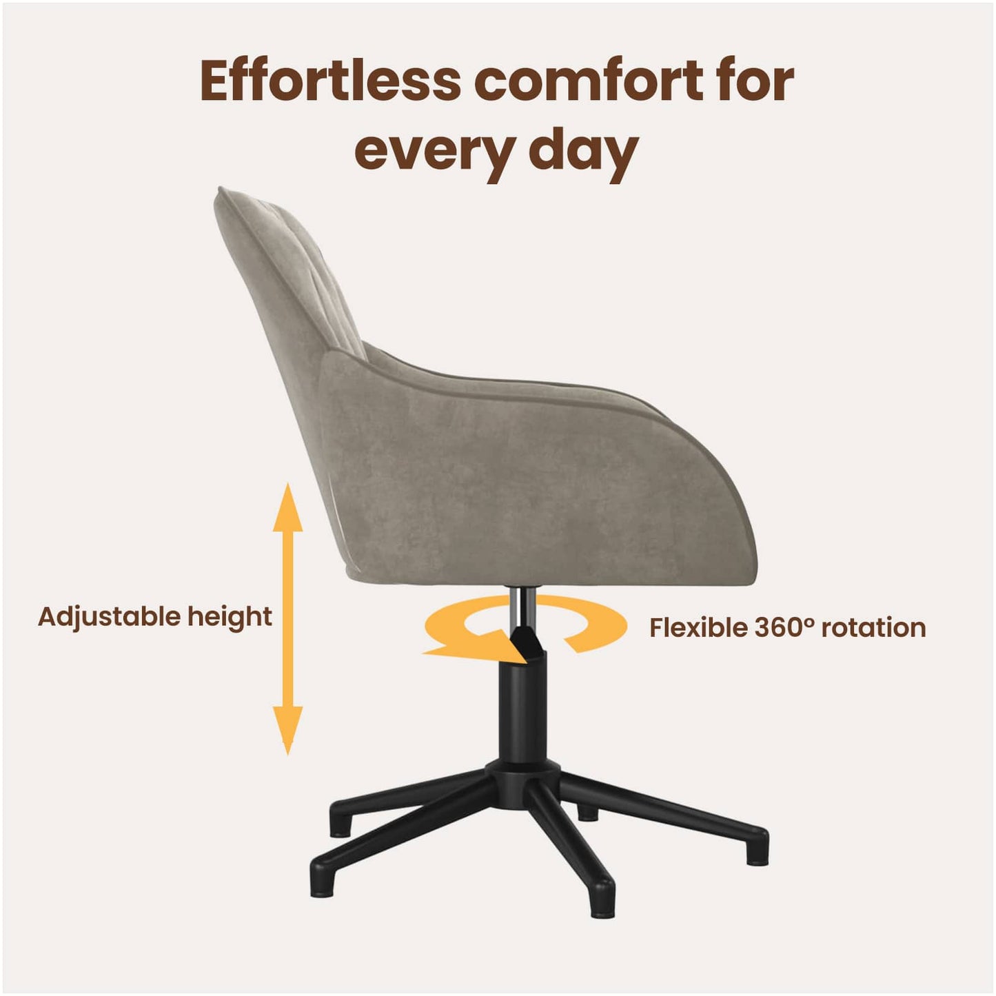 Office Chair Light Grey 56 x 61.5 x 72 cm Velvet