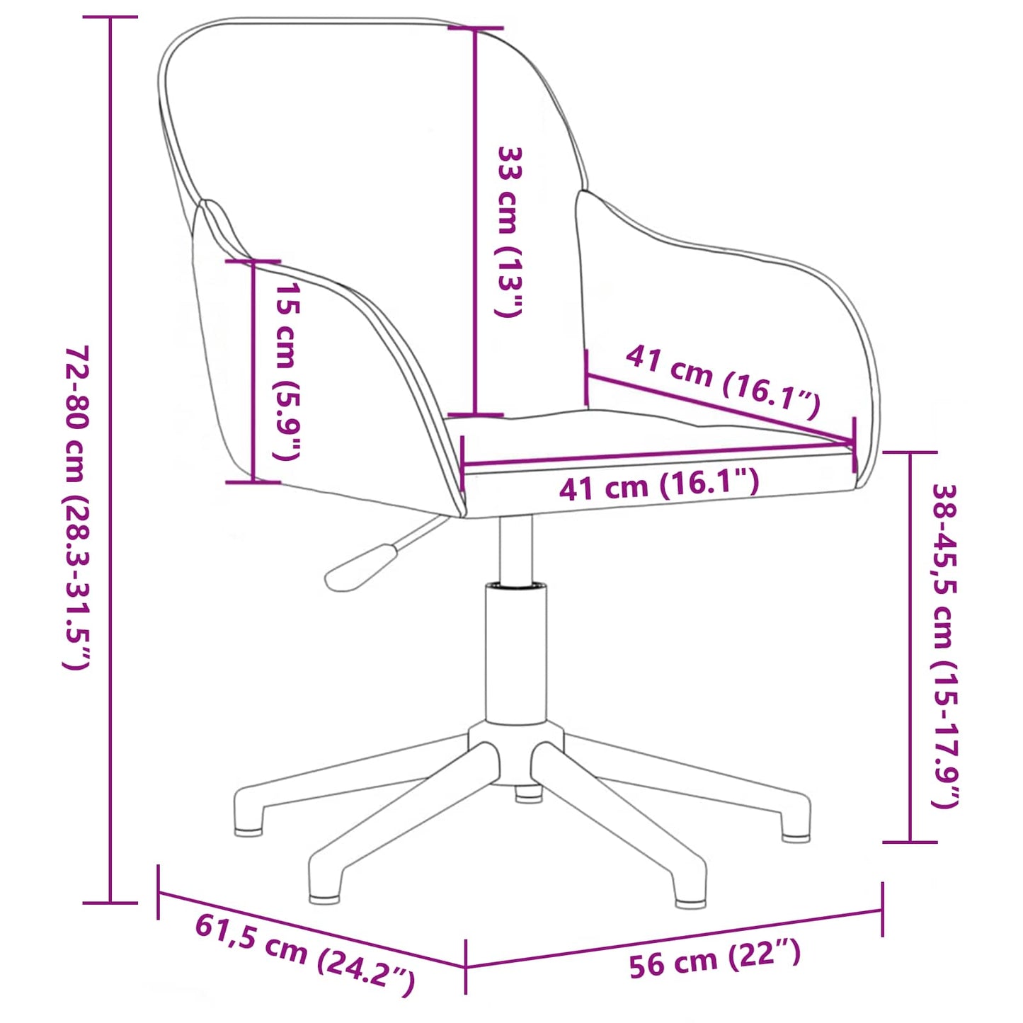 Office Chair Light Grey 56 x 61.5 x 72 cm Velvet