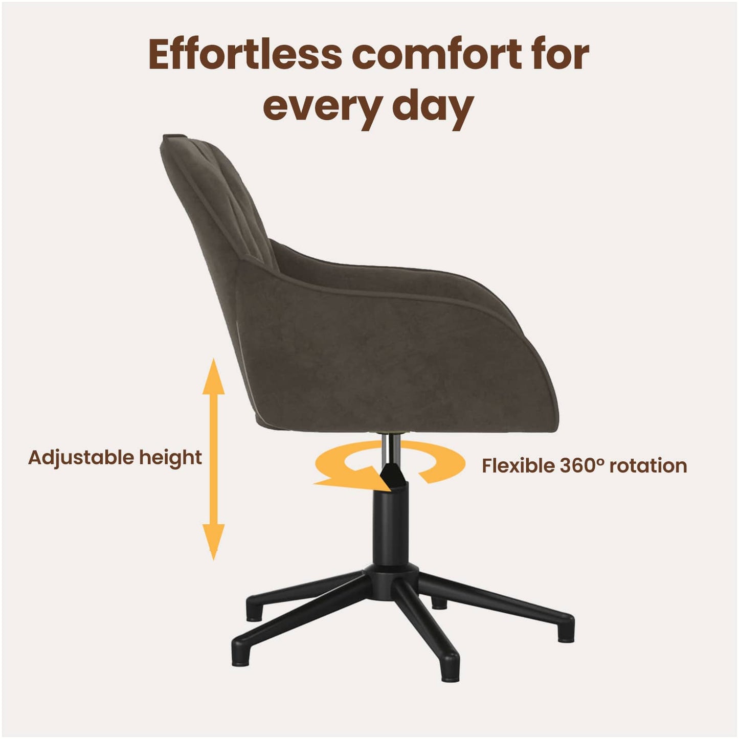 Office Chair Dark Grey 56 x 61.5 x 72 cm Velvet