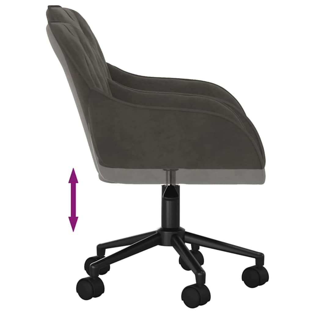 Office Chair with Wheel Dark Grey 56 x 61.5 x 72 cm Velvet