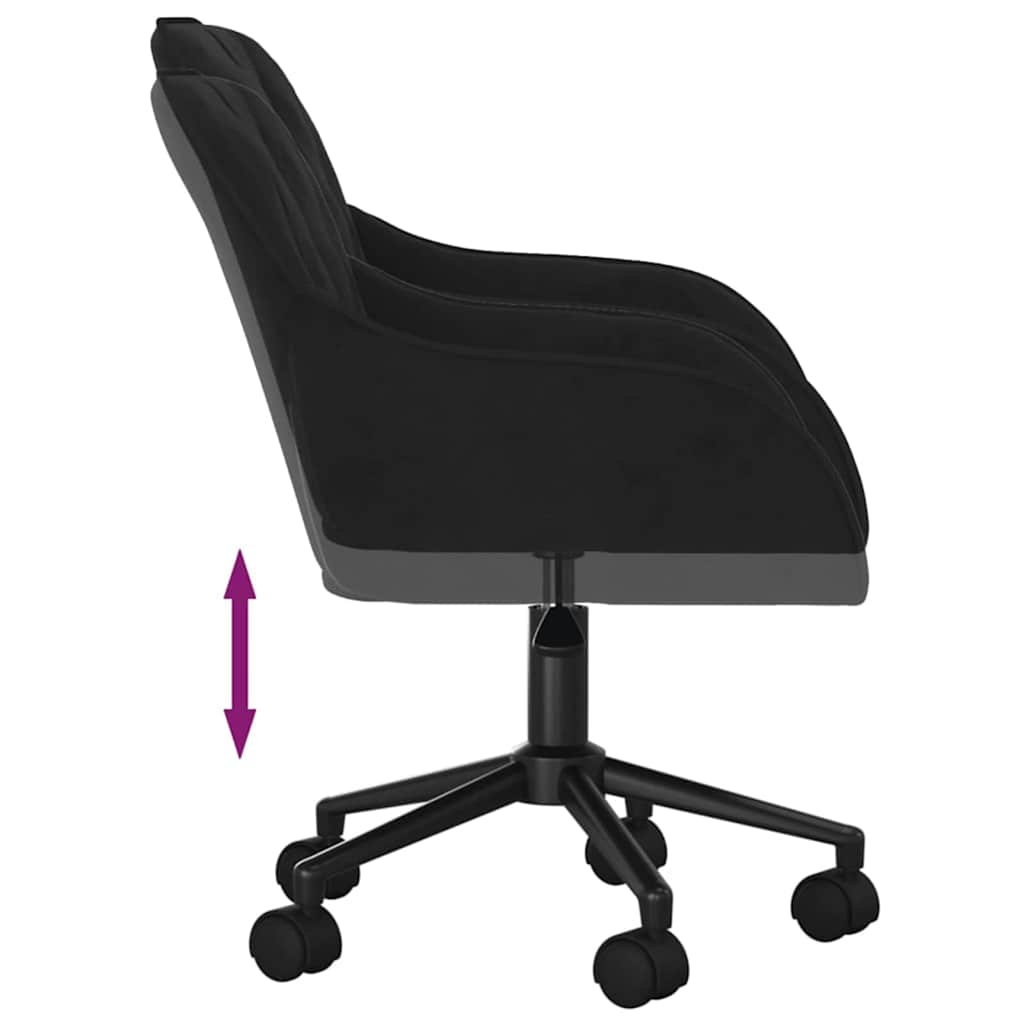 Office Chair Height Adjustable Black 56 x 61.5 x 72 cm Velvet