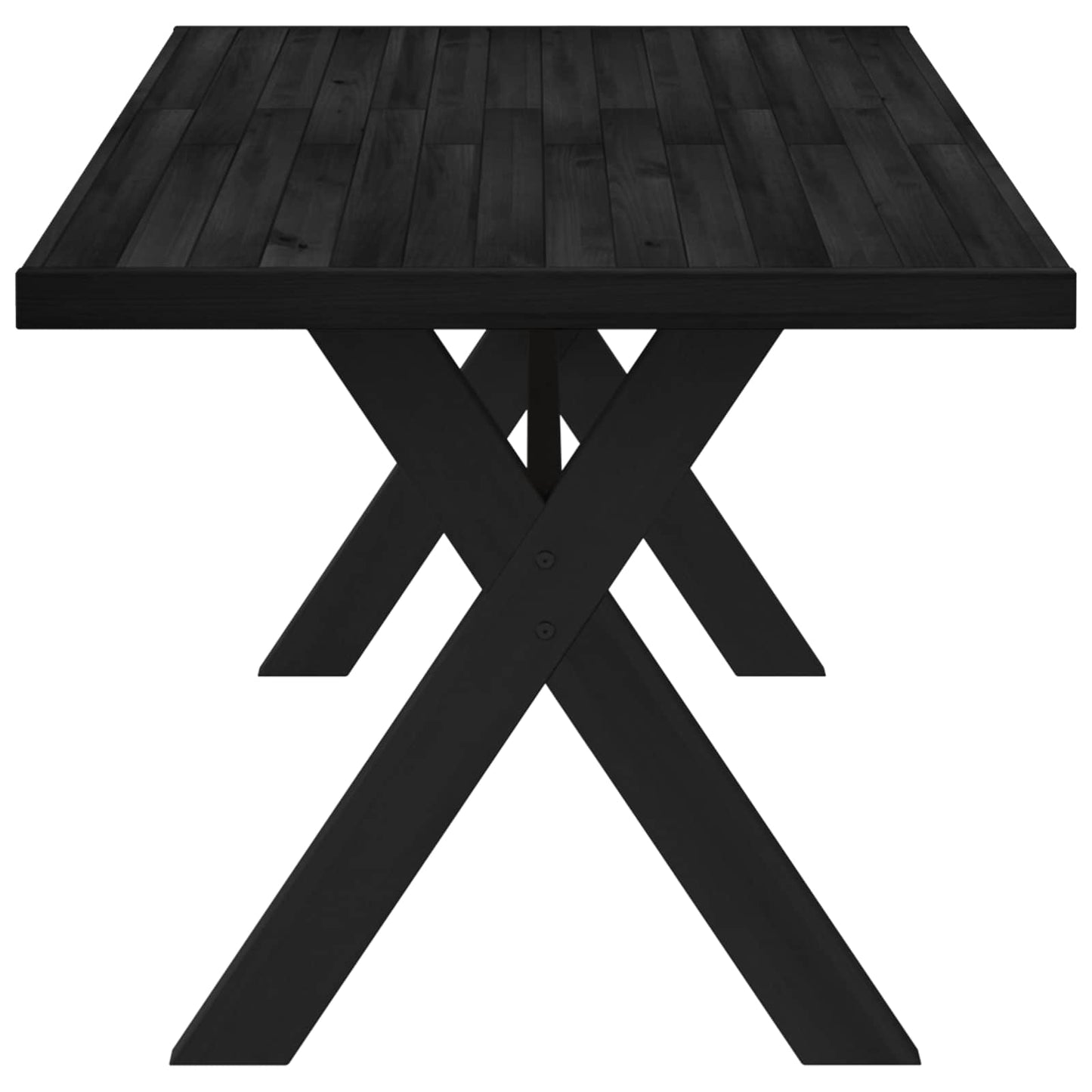 Dining Table NOAIN 160 cm Solid Pine Wood Black Rectangular