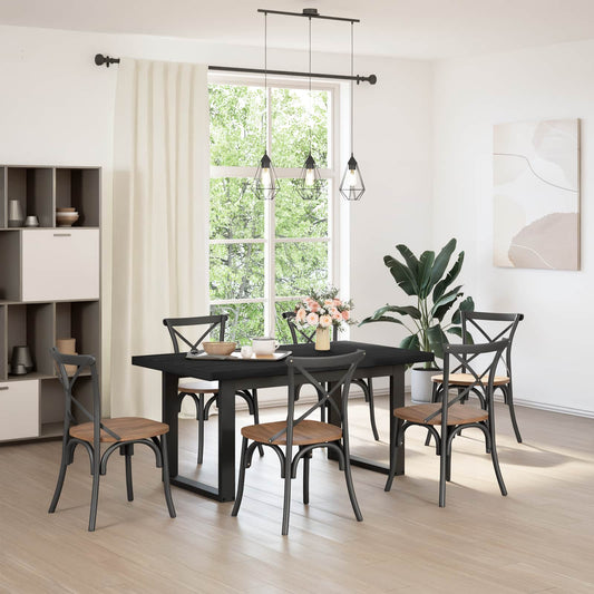 Dining Table NOAIN 160 cm Solid Pine Wood Black Rectangular