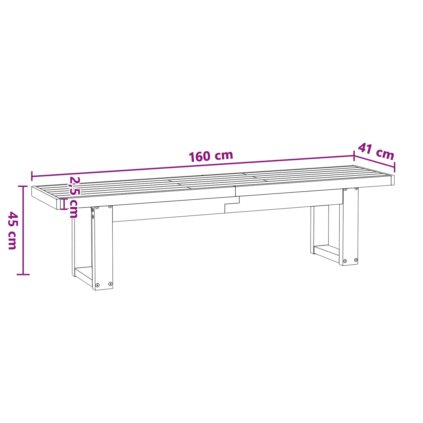 Dining Bench NOAIN 160 x 41 x 45 cm Solid Pine Wood Black