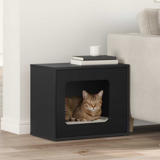 Cat House Black 51 x 30 x 42.5 cm Engineered Wood