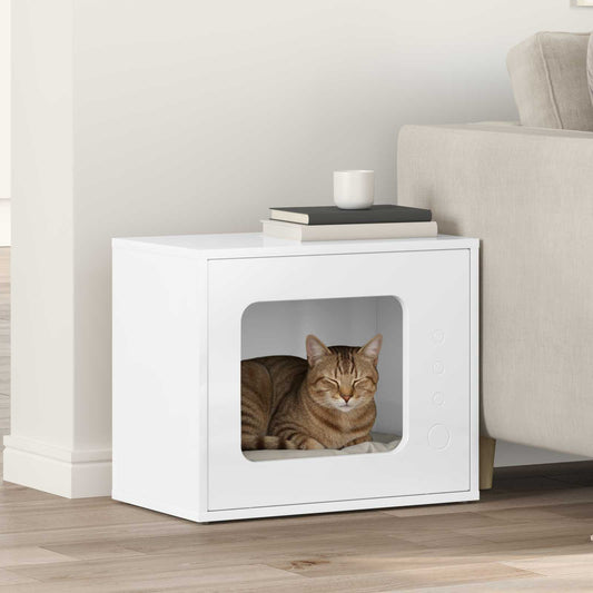 Cat House Gloss White 51 x 30 x 42.5 cm Engineered Wood