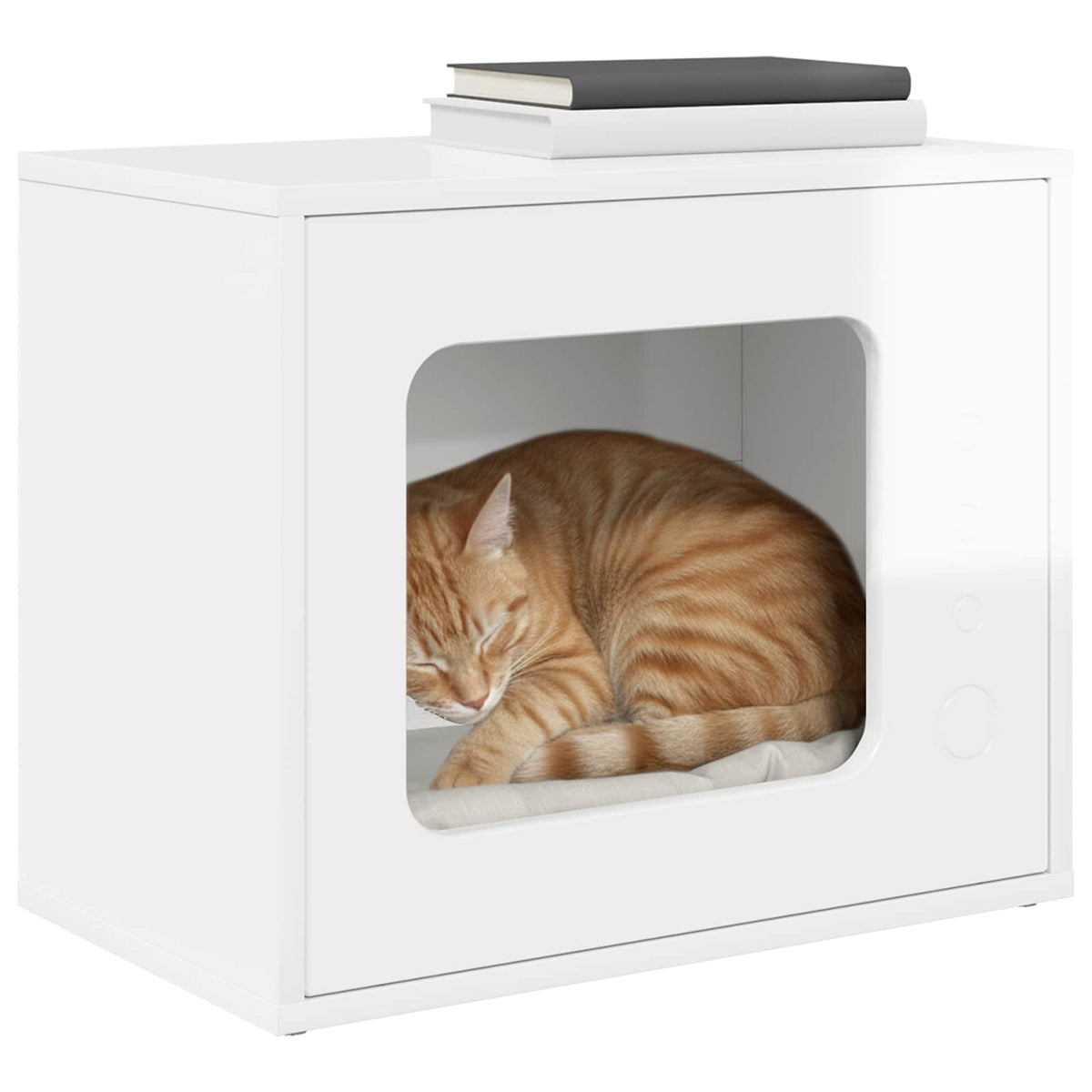 Cat House High Gloss White 51 x 30 x 42.5 cm Engineered Wood