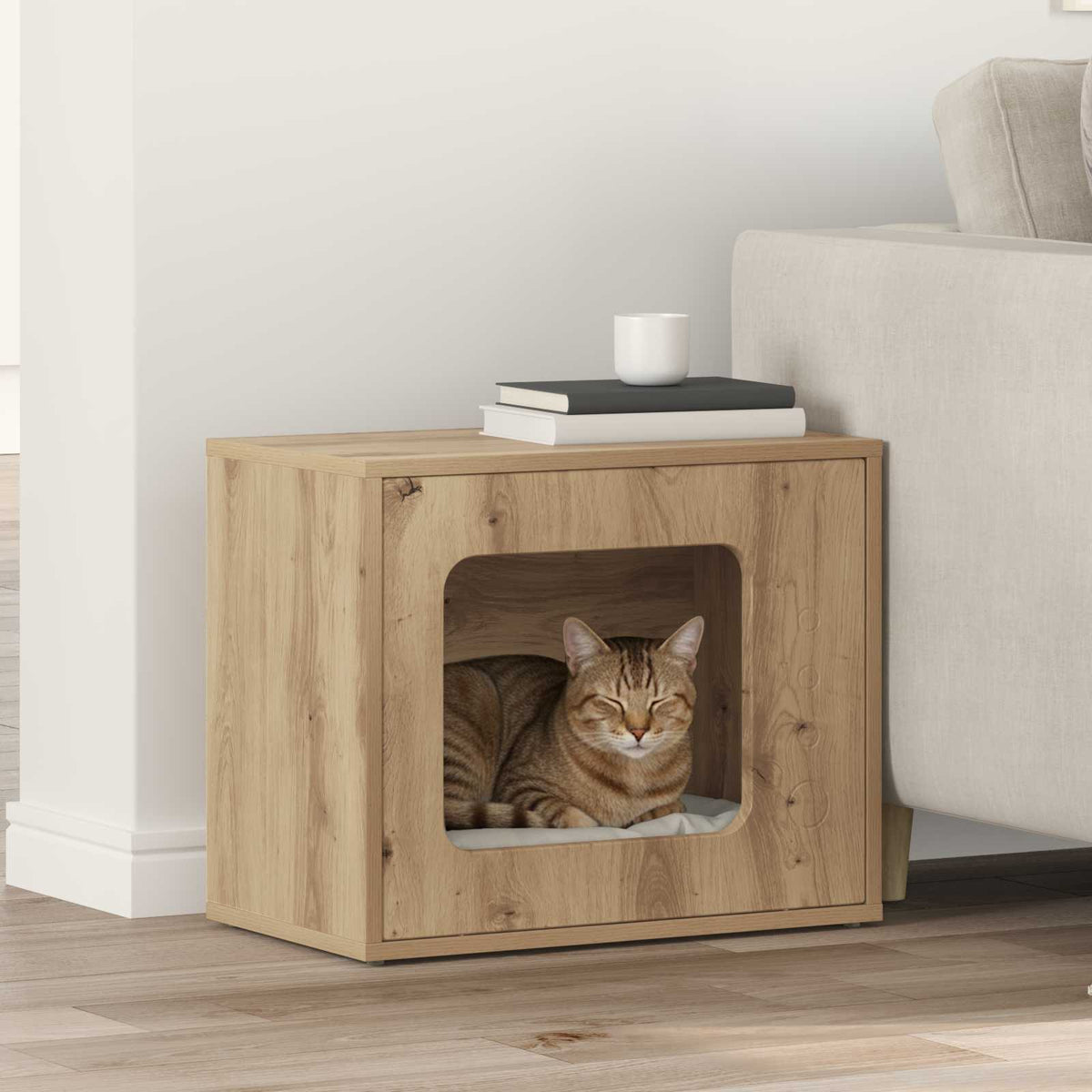 Cat House Artisan Oak 51 x 30 x 42.5 cm Engineered Wood