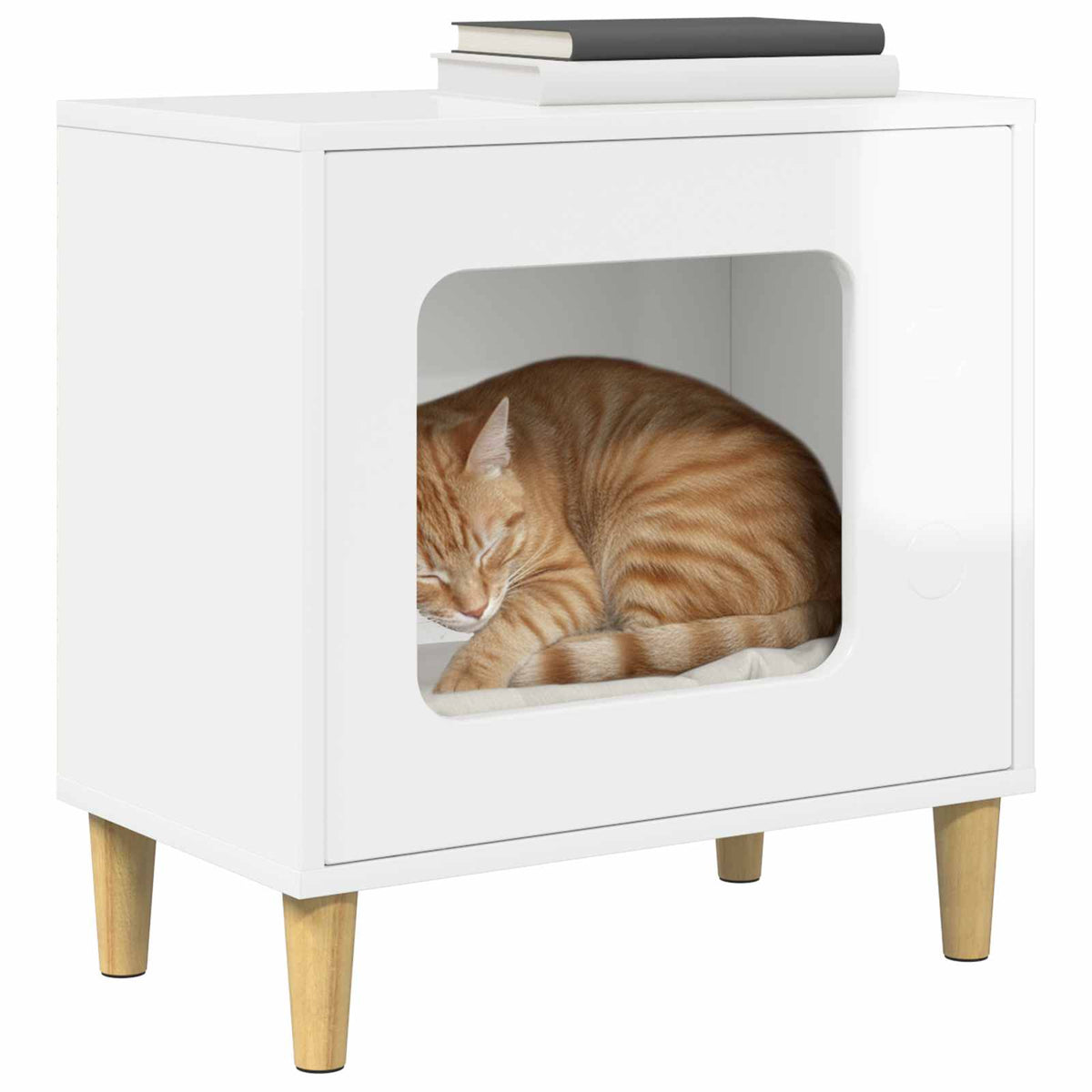 Cat House High Gloss White 51 x 30 x 52 cm Engineered Wood