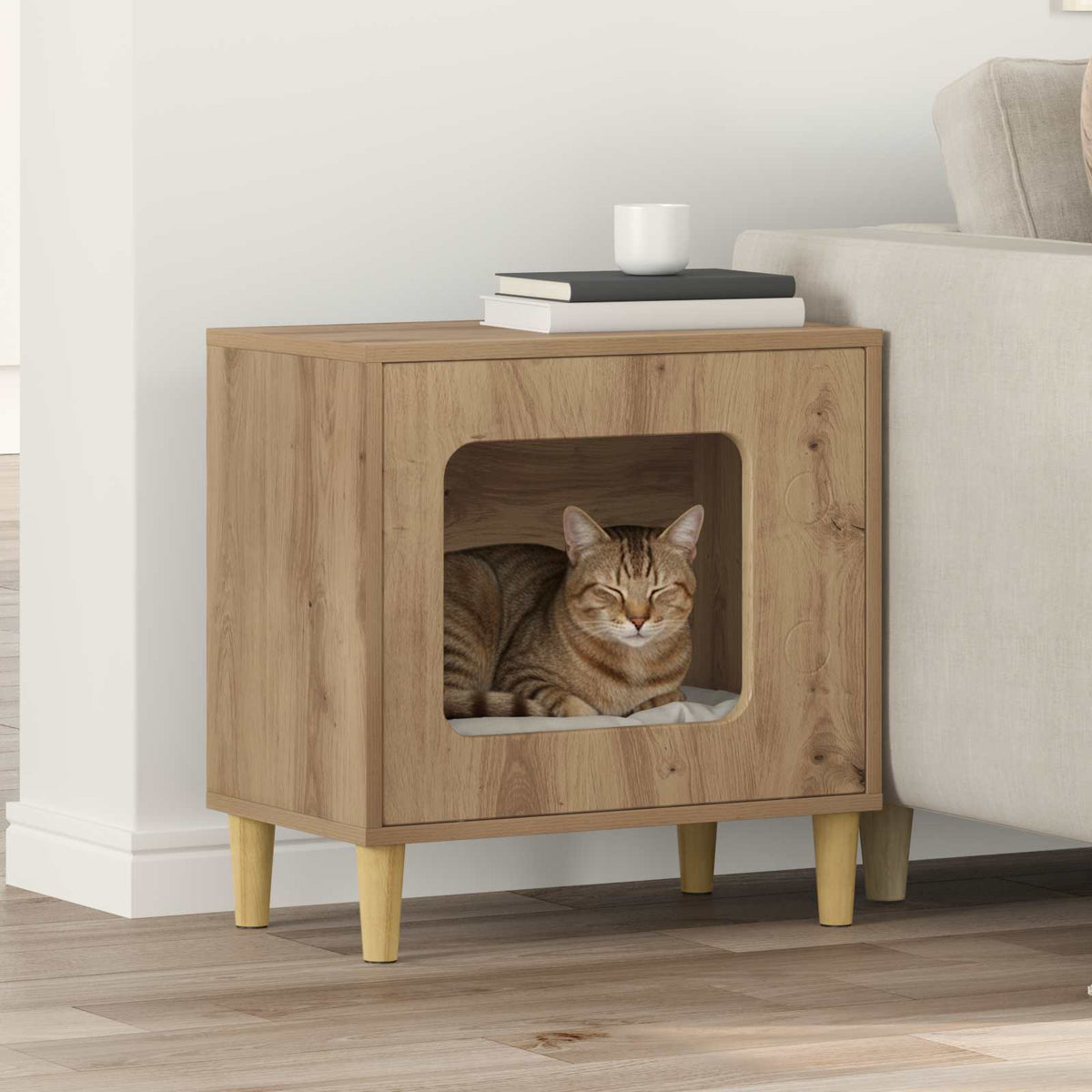 Cat House Artisan Oak 51 x 30 x 52 cm Engineered Wood