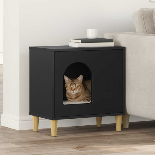 Cat House Black 51 x 30 x 52 cm Engineered Wood