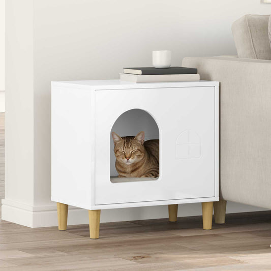 Cat House Gloss White 51 x 30 x 52 cm Engineered Wood