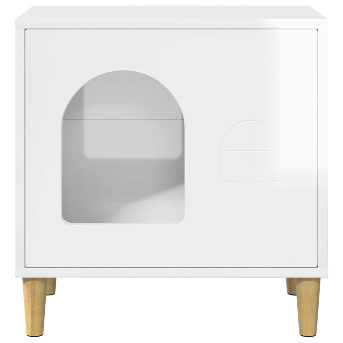 Cat House High Gloss White 51 x 30 x 52 cm Engineered Wood