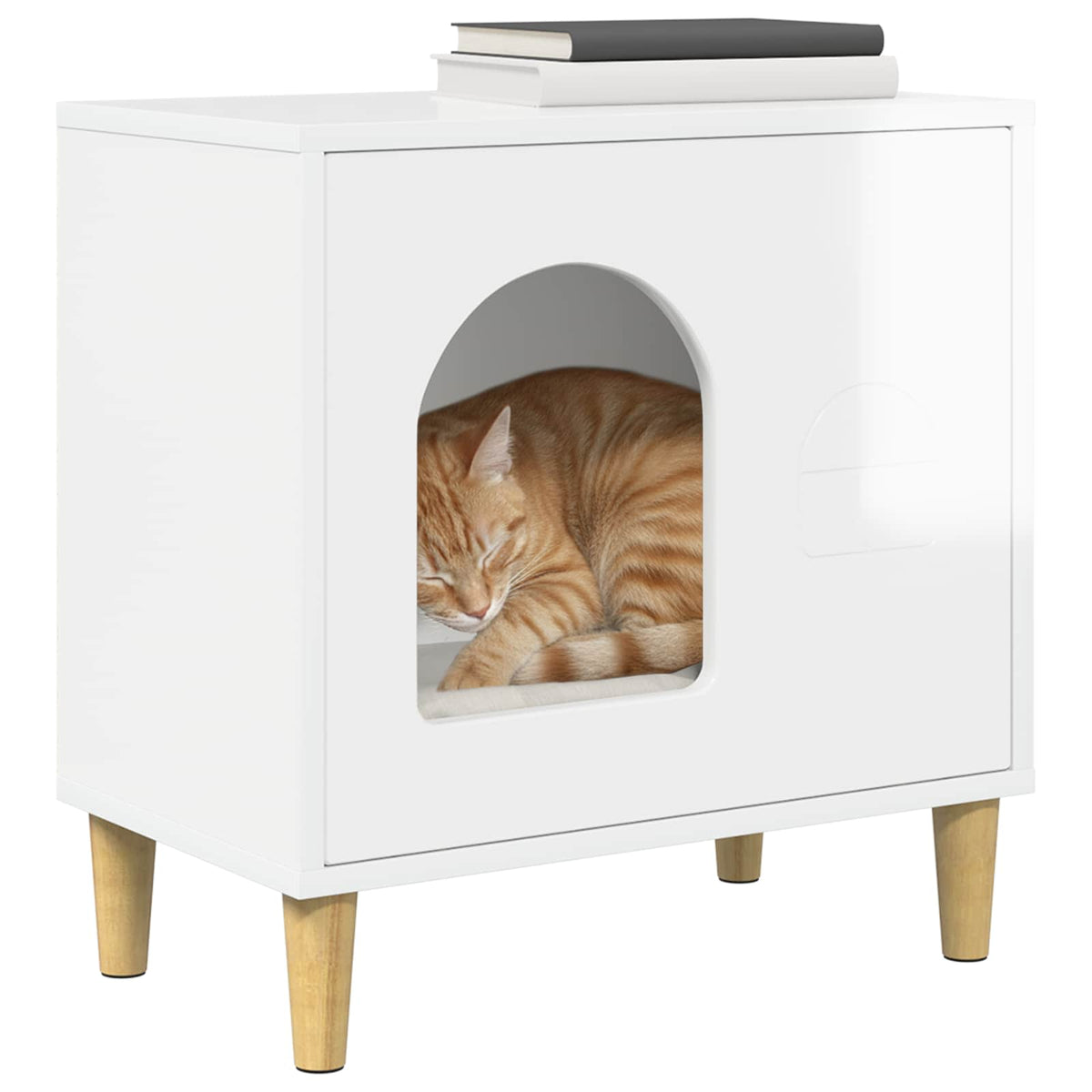 Cat House High Gloss White 51 x 30 x 52 cm Engineered Wood