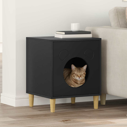 Cat House Black 42.5 x 40 x 53 cm Engineered Wood